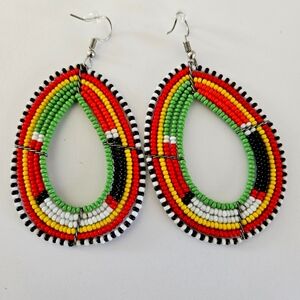 Multi-color African beaded dangly earrings